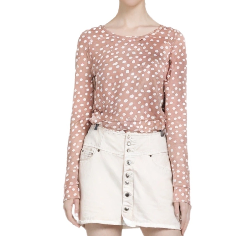 Kate Spade Pink Cloud Pattern long sleeve Tee Size Small - Picture 3 of 6